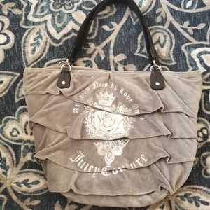 Juicy couture large velour ruffled tote